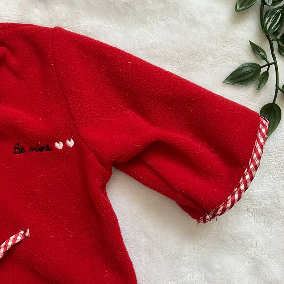 Baby Gap 0-3M Red Fleece Housecoat Heart Cozy VGUC Infant Robe - Picture 6 of 16